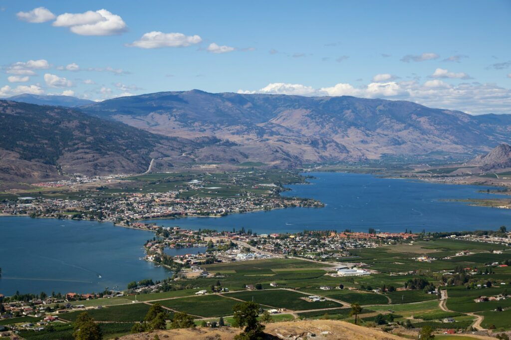 Aerial View of a Small Touristic Town during a sunny summer day